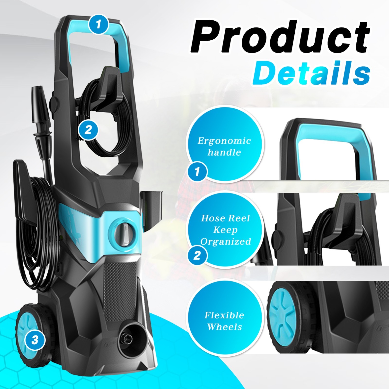4200 PSI 2.4GPM High Pressure Power Washer Portable Electric Cleaner Machine