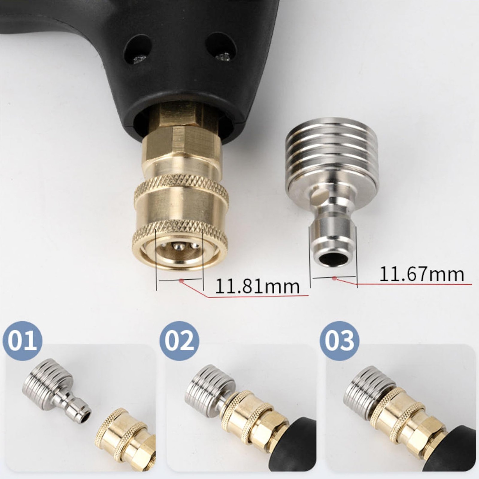 Pressure Washer Tips, Stainless Steel Shower Nozzle 0.3mm/0.4mm/0.5mm, Silver