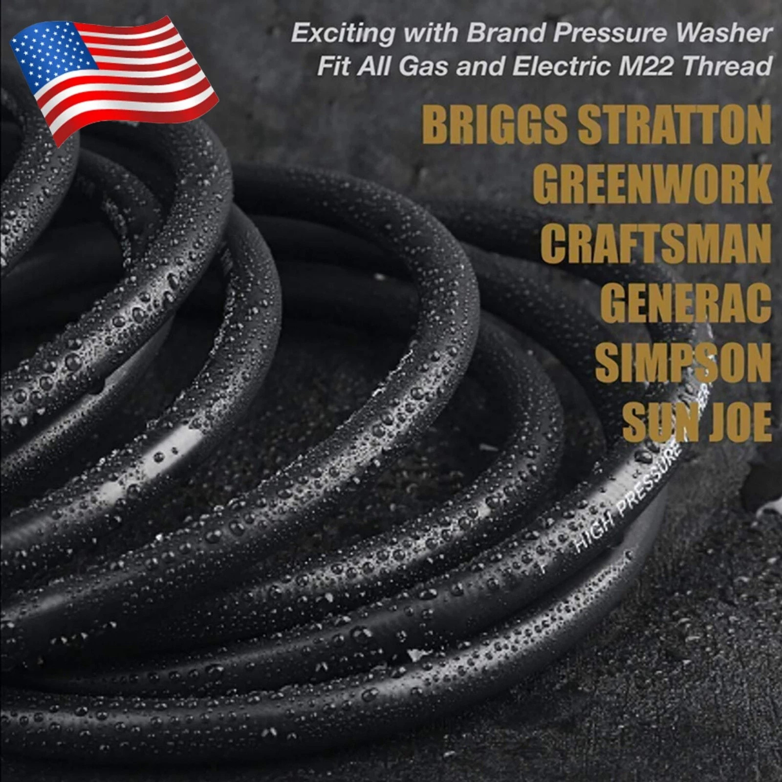 High Pressure Washer Hose 25/50/100FT 5800PSI M22 Power Washer Extension Hose