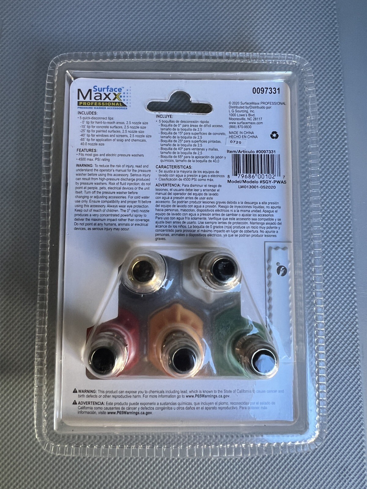 Surface Maxx Pro 5-pc Pressure Washer Spray Tips Nozzles