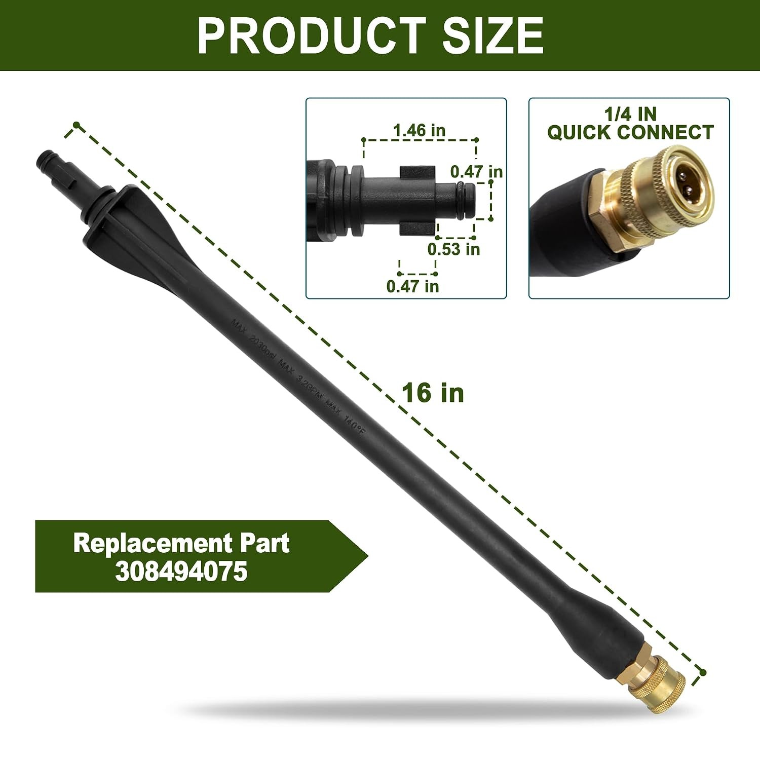 Ryobi RY1412 Pressure Washer Replacement Spray Wand Compatible 308494075