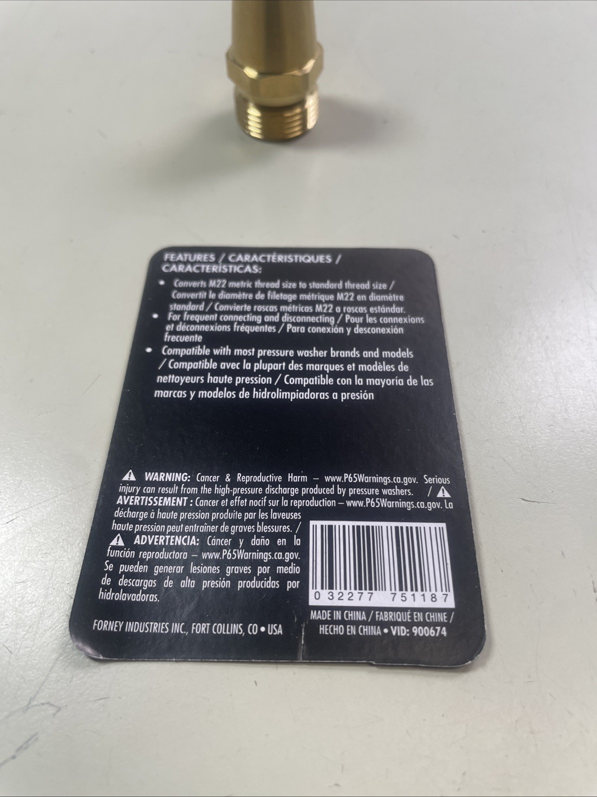 Forney 75118 Screw Nipple 1/4” FNPT x M22 Fitting