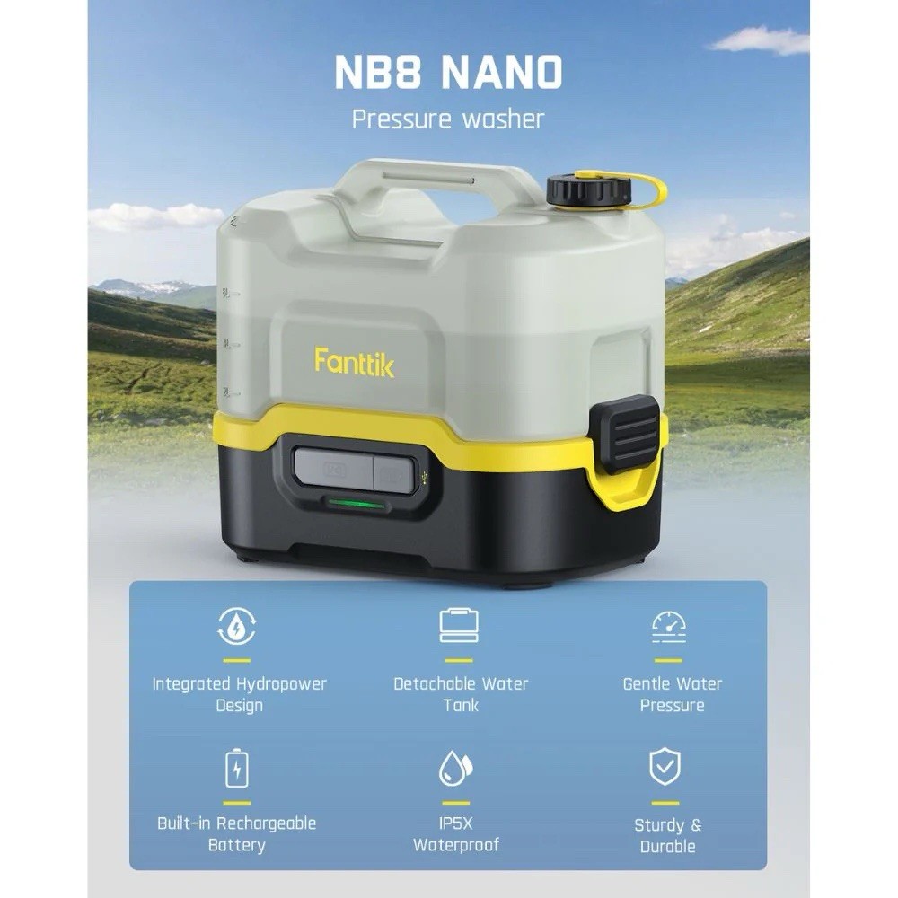Fanttik NB8 Nano Portable Spray Pressure Washer 8L Tank IPX5 Waterproof USB-C