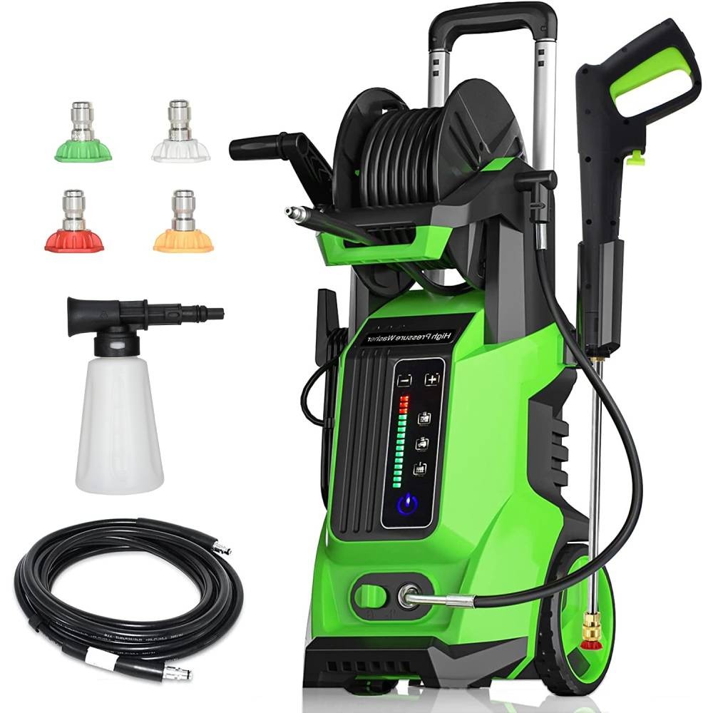 3800PSI Electric Pressure Washer with Touch Screen Adjustment Pressure Green
