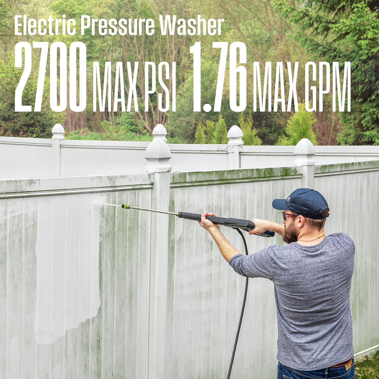 Westinghouse WPX2700e Electric Pressure Washer – 2700 PSI, 1.76 GPM, 5 Nozzles