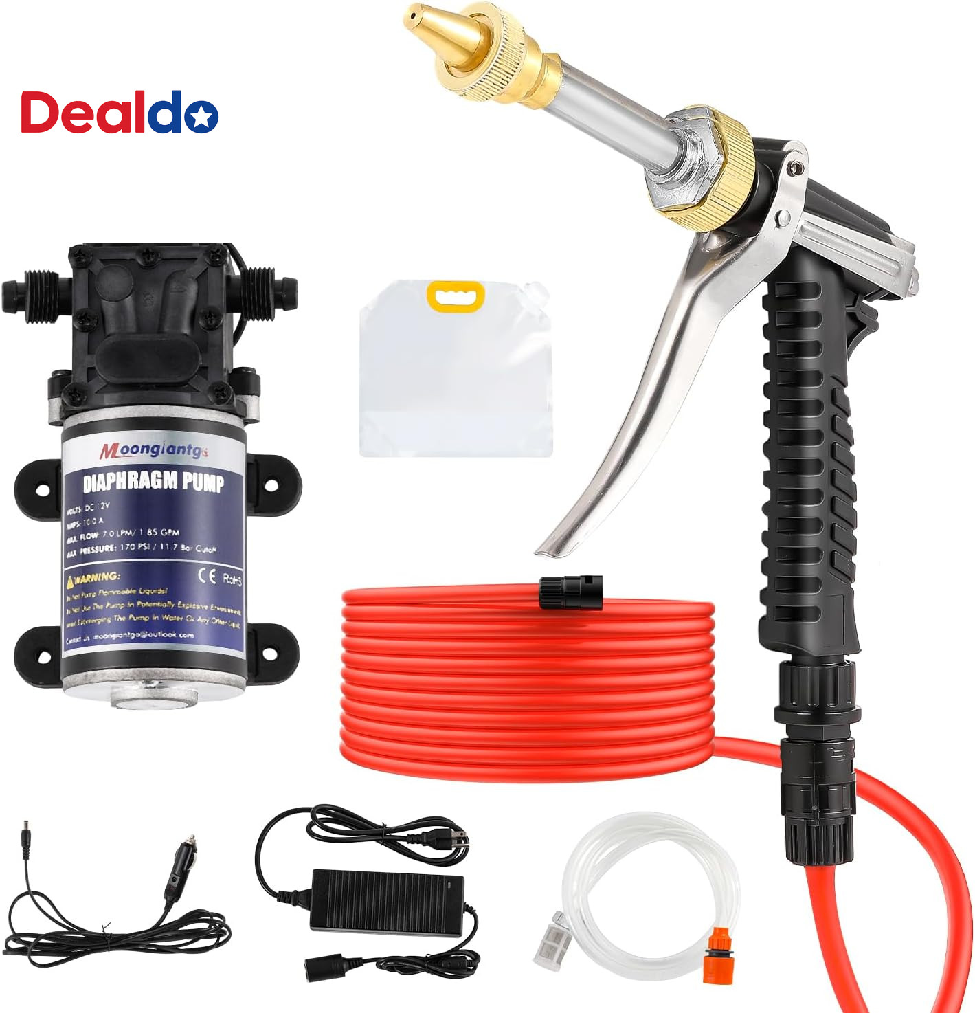 Car Washer Pump Kit, 12V 170PSI 1.85GPM Boat Washdown Deck Wash Pump Kit with 19