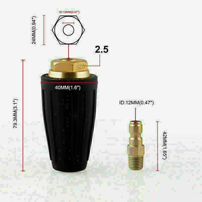 1/4″ High Power Pressure Washer Rotating Turbo Nozzle Spray Tip 2.5-4GPM 3000PSI