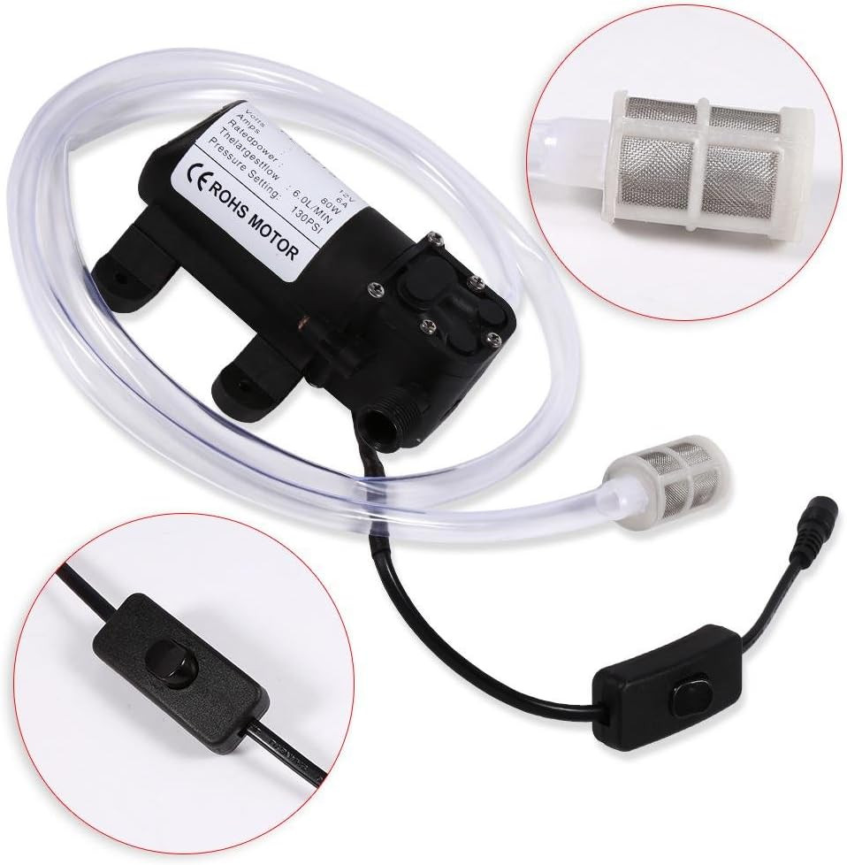 Electric Pressure Washer Pump, 80W 130 PSI 12V Portable High Pressure Car Washer