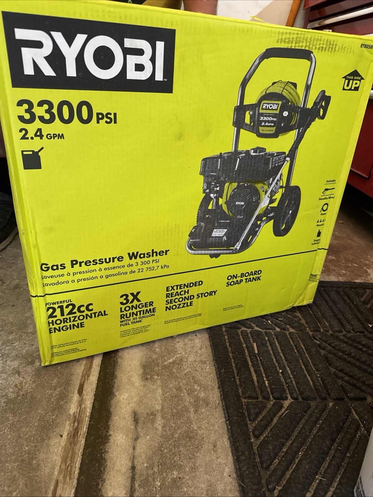 Ryobi Cold Water Gas Pressure Washer 3300 PSI 2.4 GPM 212cc Engine #RY80589