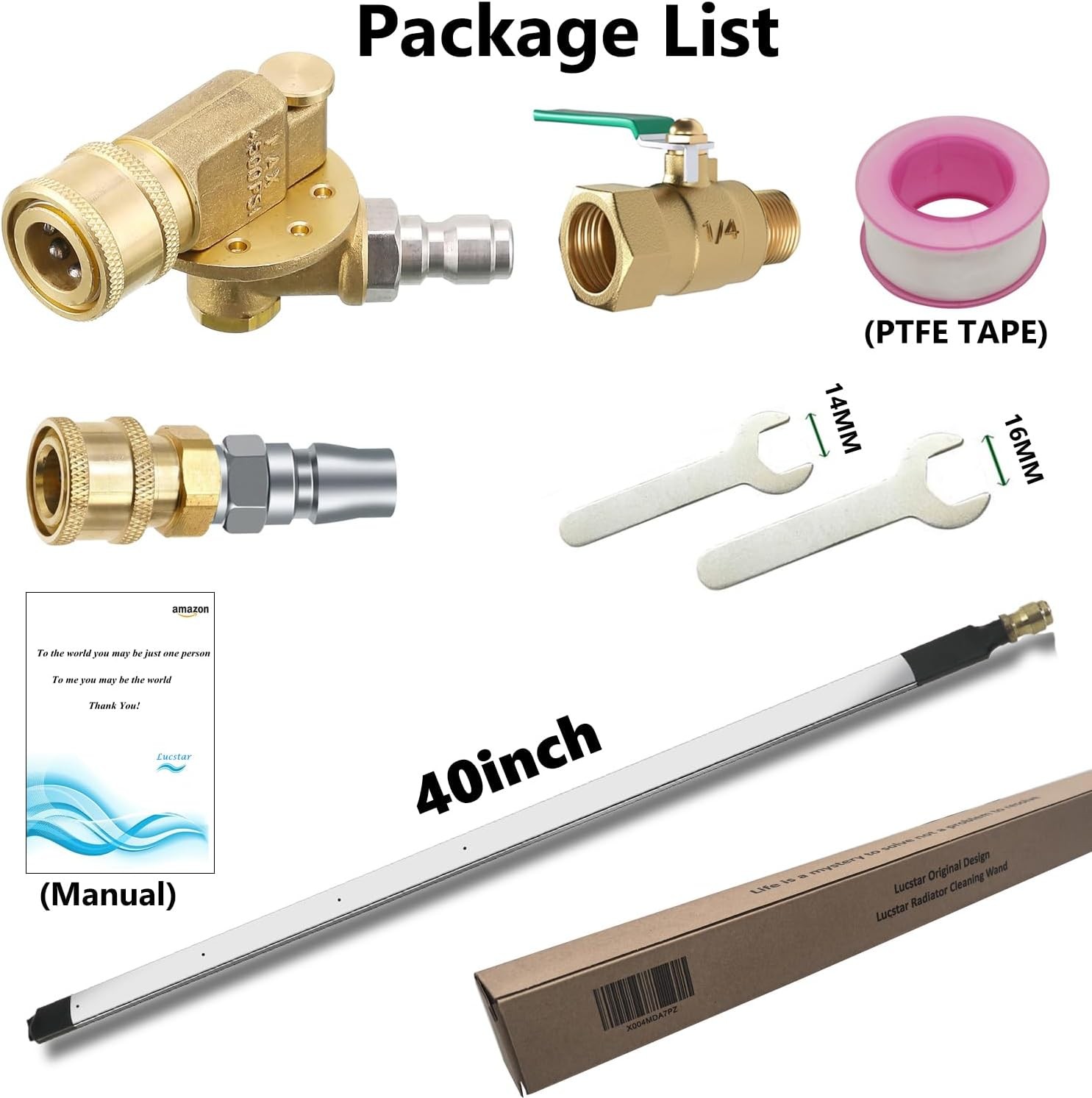 Radiator Cleaning Wand & Car A/C Condenser Cleaner(40″wand+Coupler+Valve Switch)