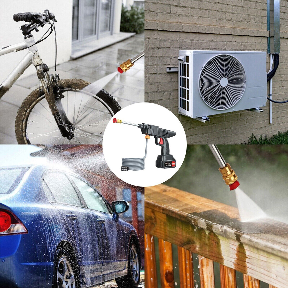 Portable Cordless Electric High Pressure Water Spray Gun Car Washer Cleaning 24V