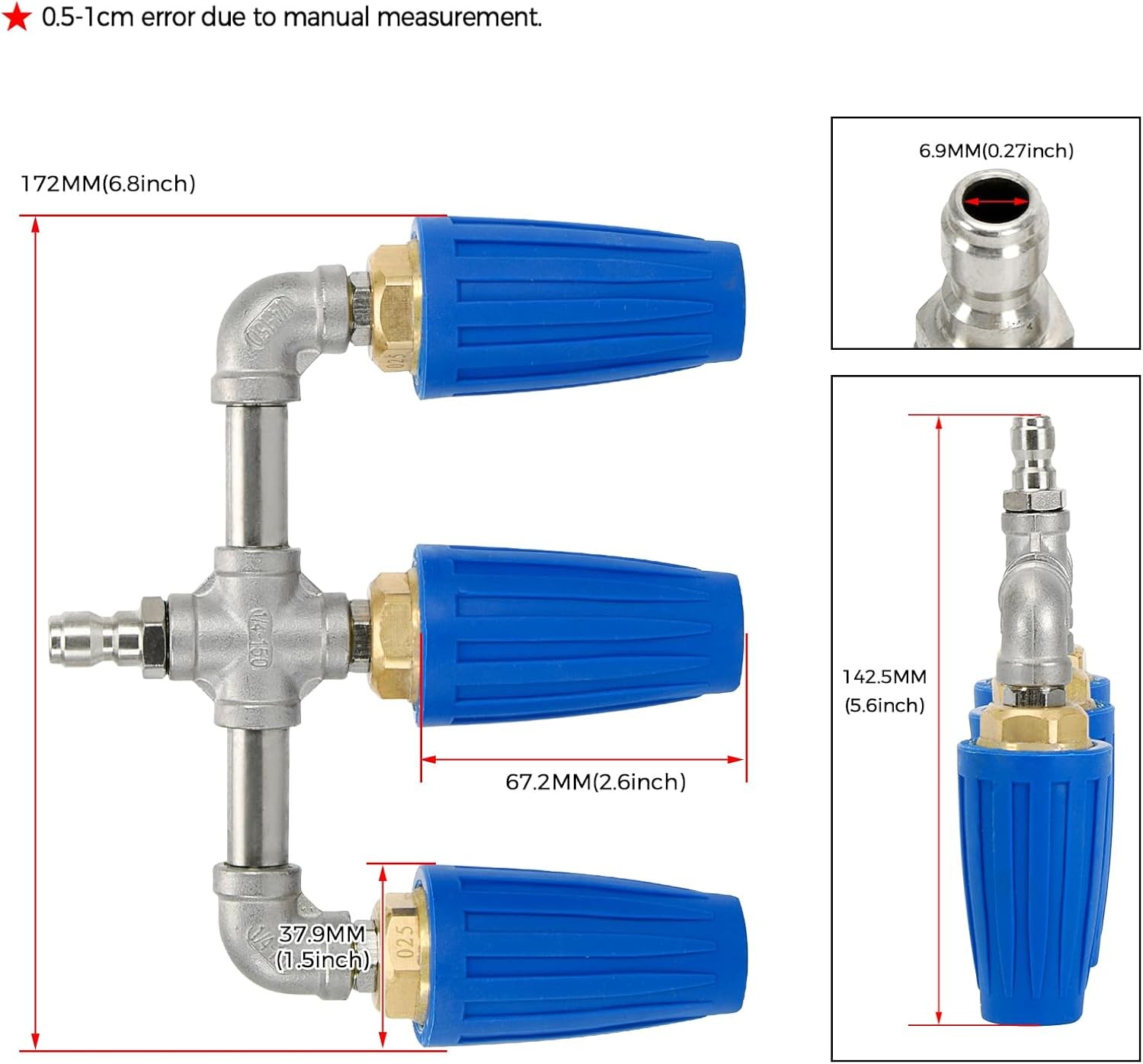 Triple Turbo Pressure Washer Nozzle 360° Rotating 4000 PSI 1/4″ Quick Connector