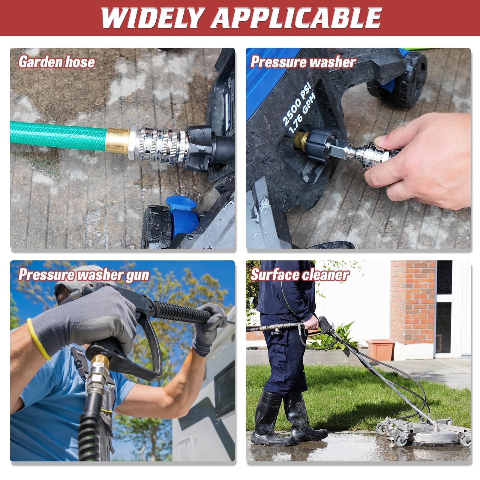 3/8″ Pressure Washer Quick Connect Kit, M22 Swivel Fitting & Adapter Set, 9 Pcs