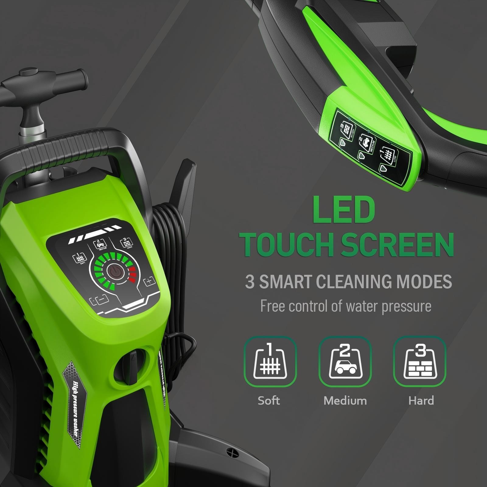 5000PSI 2.4GPM Electric Pressure Washer, 15 Level Adjustable Touch Screen