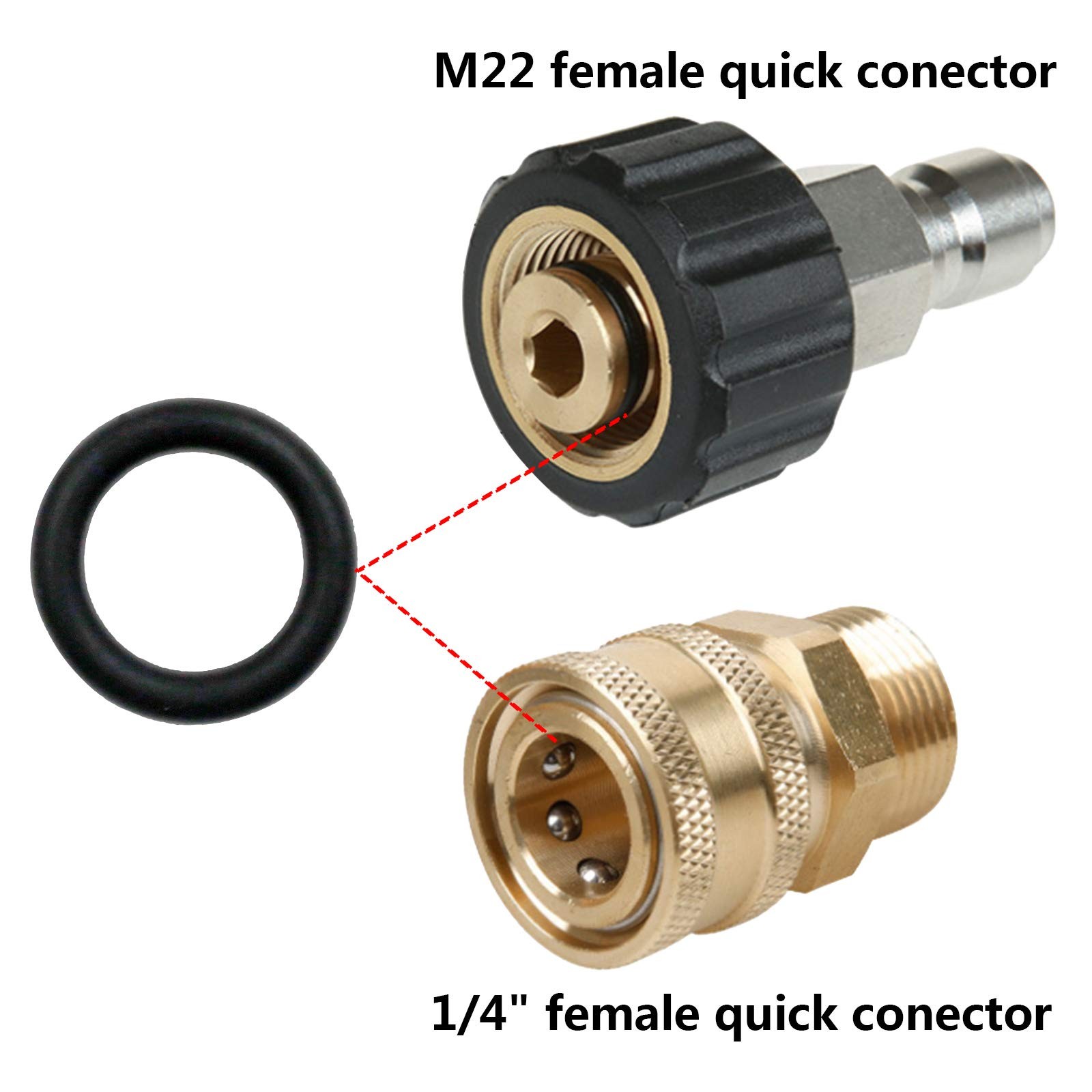 50Pcs Power Pressure Washer O-Rings for 1/4 Inch M22 Quick Connect Coupler (Blac