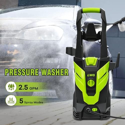 LWQ PRESSURE WASHER POWER WASHER WITH 4 QUICK CONNECT NOZZLES 1 FOAM- GREEN