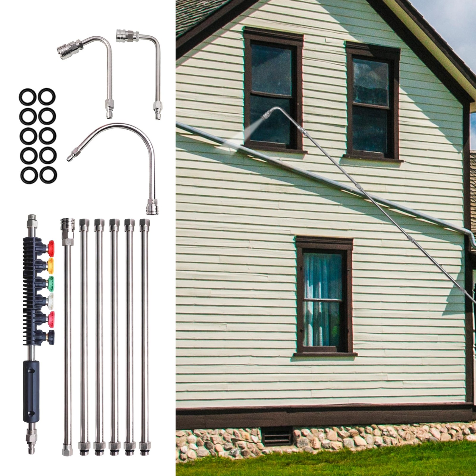 Xiny Tool Pressure Washer Extension Wand, 10 Pack Power Washer Lance with 6 A…