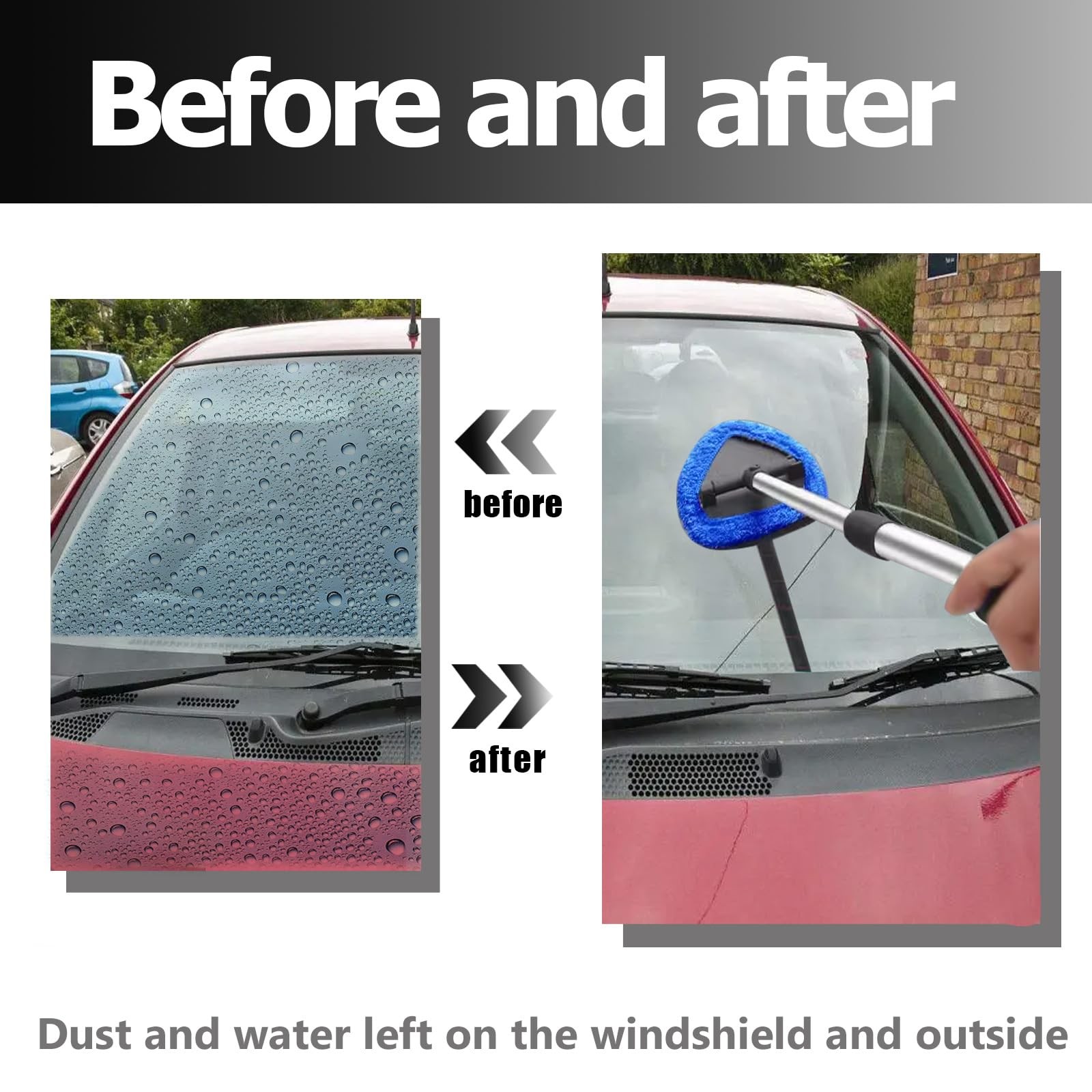 Car Windshield Cleaning Tools, Expandable Window Cleaner kit with 4 blue