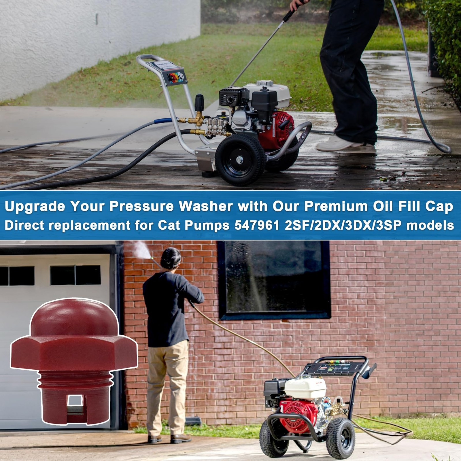 Oil Fill Cap with O-Ring Seal for Cat Pumps Pressure Washer Models – 2SF, 2DX…