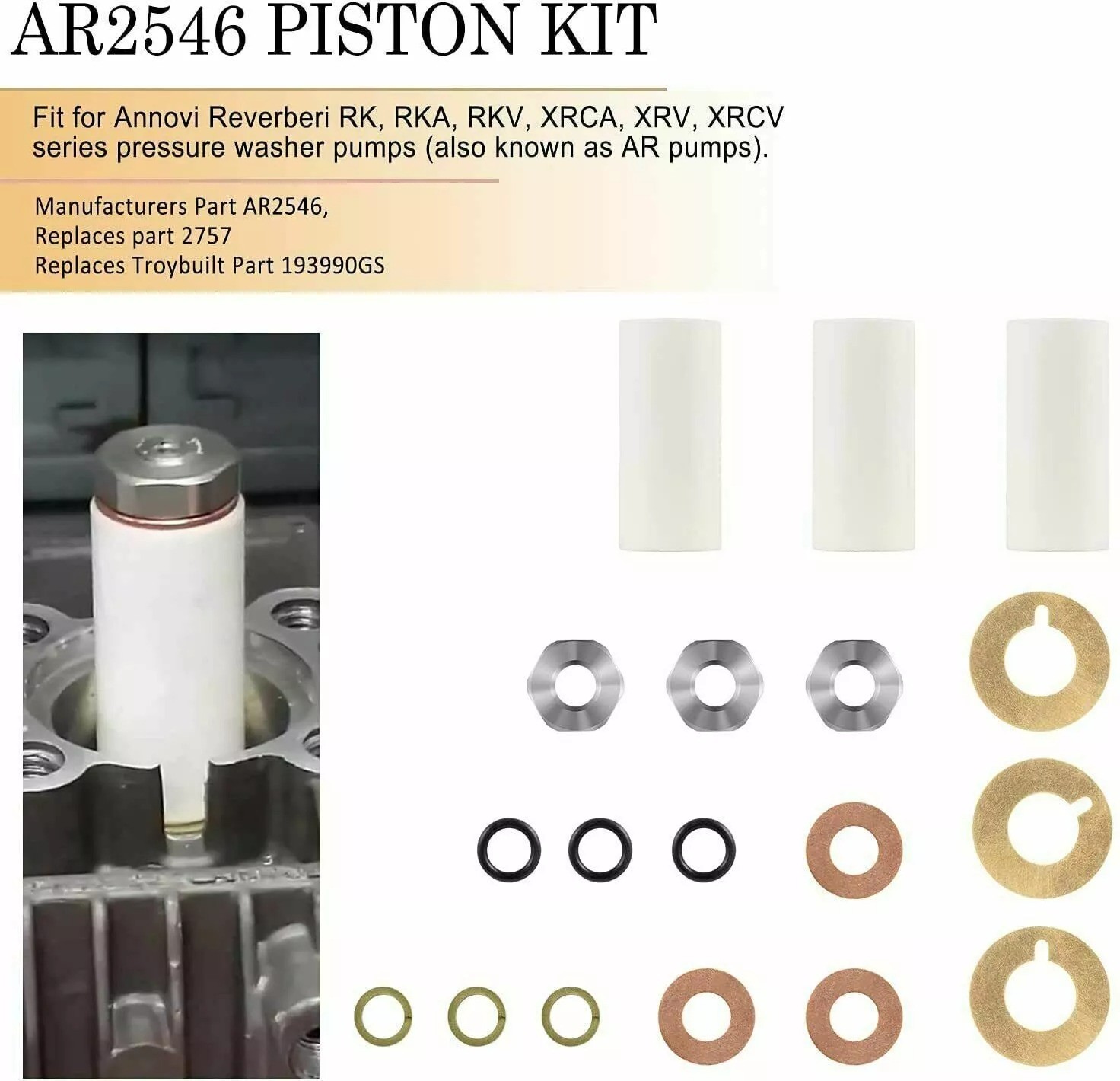 For Annovi Reverberi AR2546 Ceramic Plunger Repair Kit for RK RKA RKV 18mm Pump