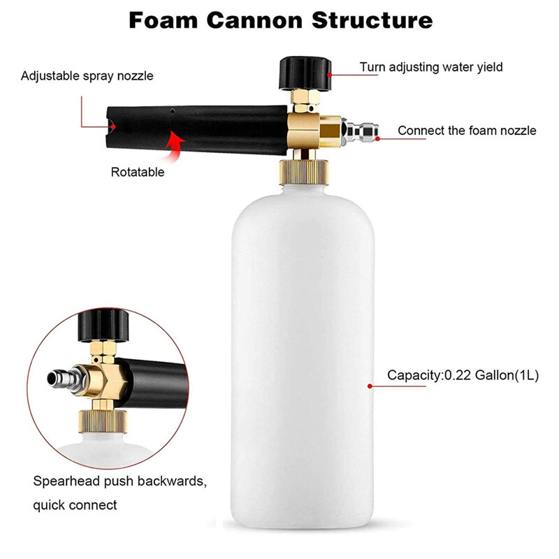 Snow Foam Lance Cannon Soap Bottle Sprayer For Pressure Washer Gun Jet Car Wash