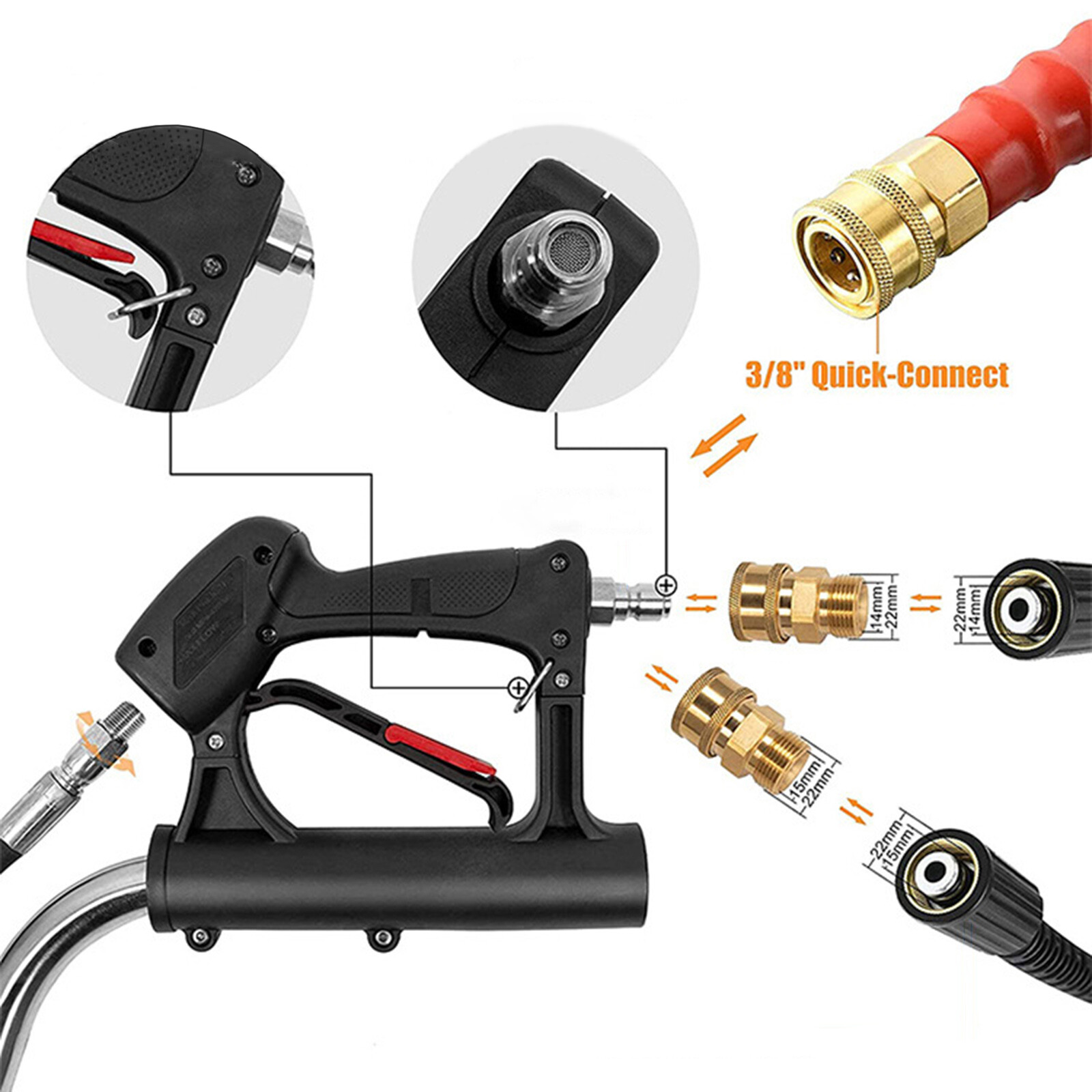 39” 5000psi Pressure Washer Water Broom with 7 Nozzles For Hot and Cold Water