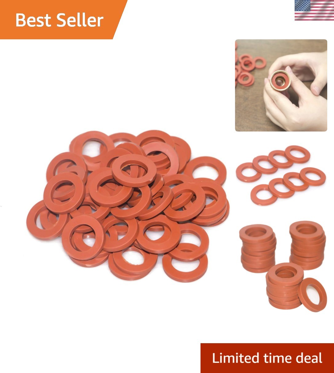 Garden Hose Washer Rubber, Heavy Duty Red Rubber Washer Fit All Standard 3/4 …