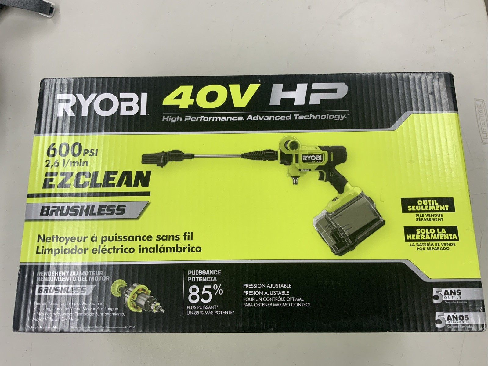 Ryobi 40v 600 PSI EZClean Cordless Power Cleaner RY124050VNM Tool Only OPEN BOX