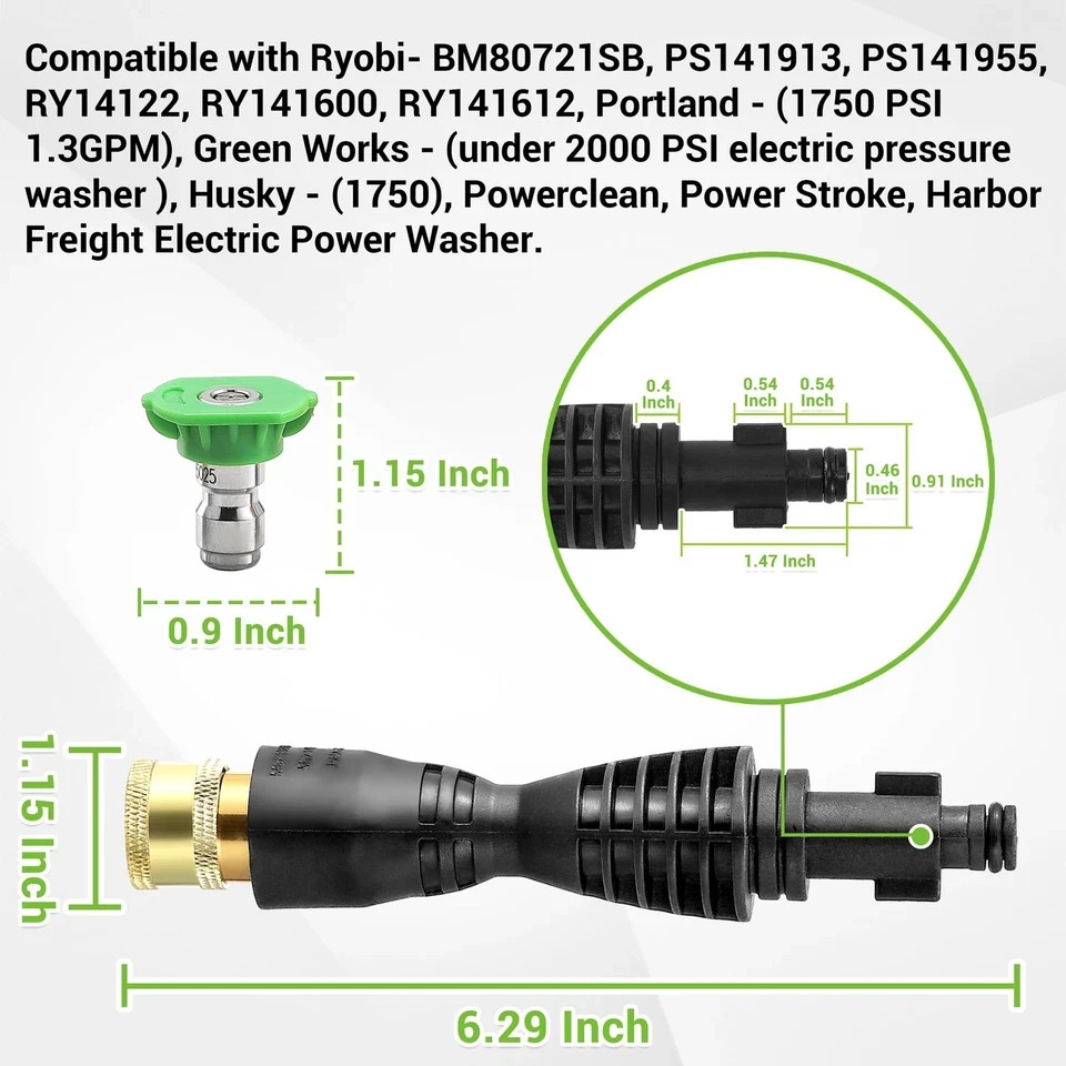 Pressure Washer Gun Adapter with 1/4” Quick Connector, 6 Inch Power Washer Wa…