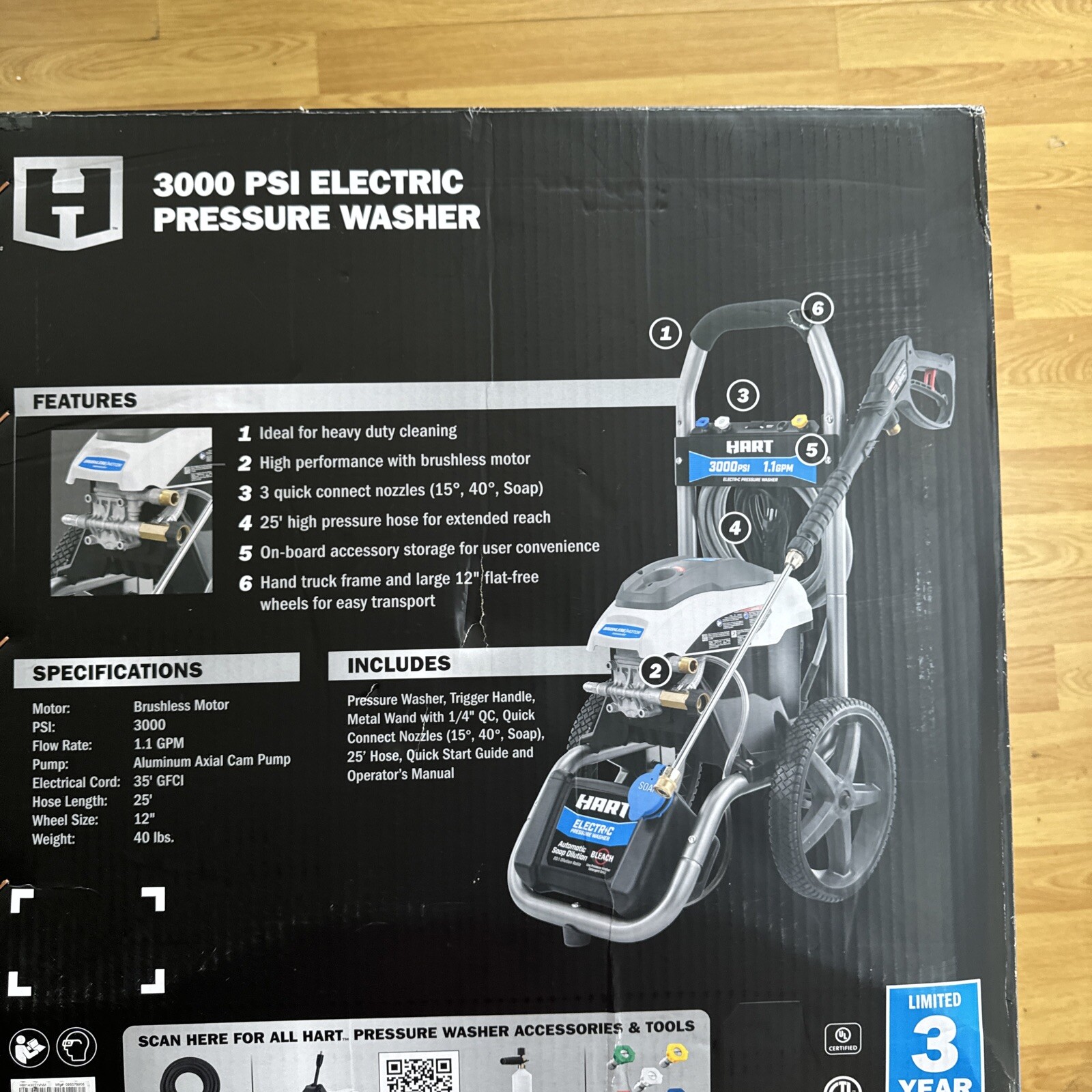 Hart HW143011VNM 3000PSI 1.1 GPM Cold Water Electric Pressure Washer (FVS027561)