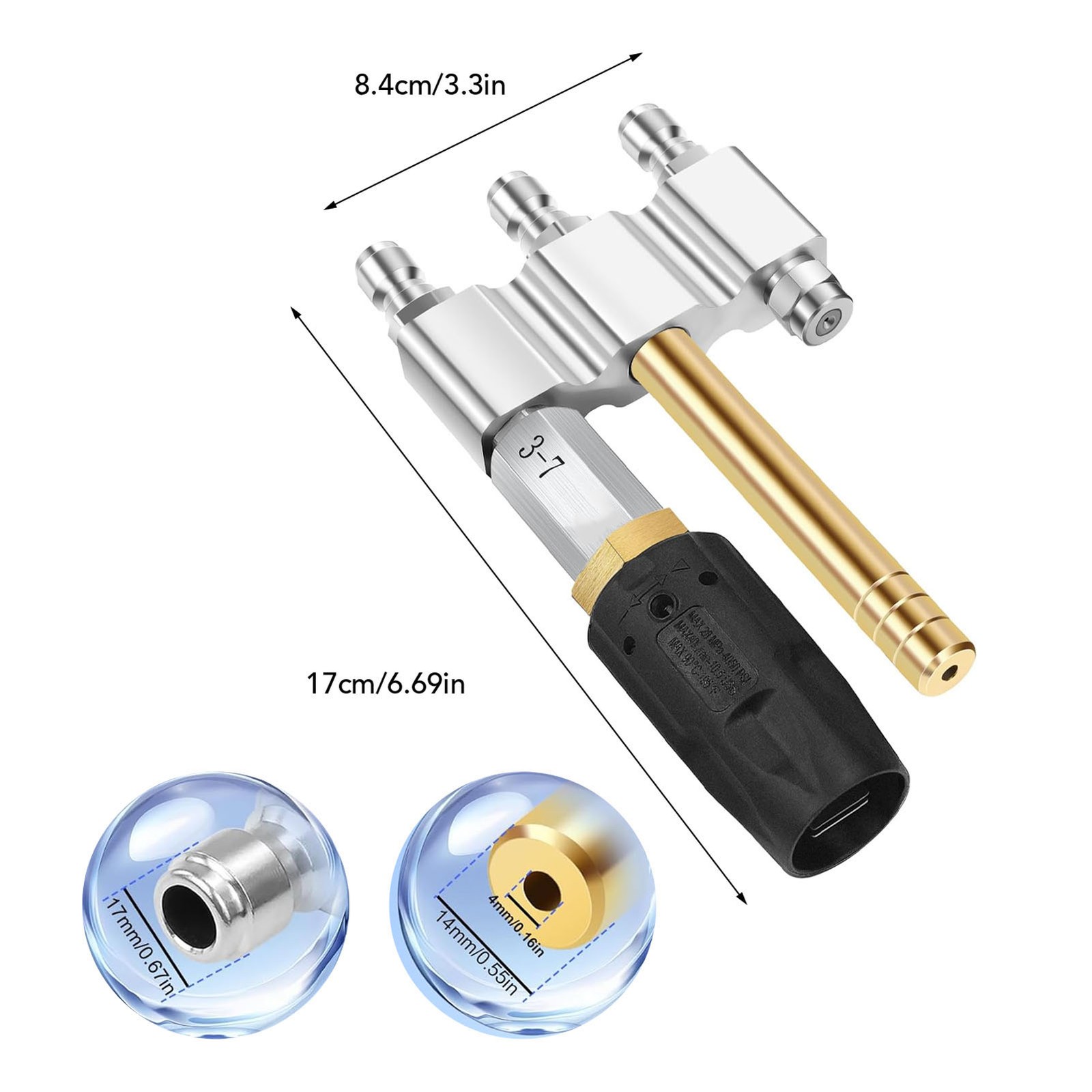 M5 Twist Nozzle 1/4in Quick Connection 1000-6000Psi 3-7GPM 3 In 1 Nozzle