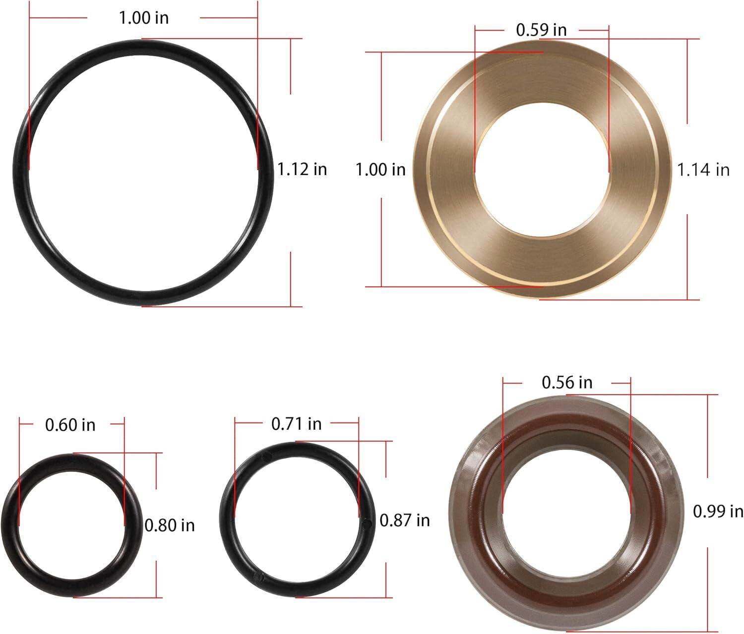 Inter Pump K96 Seal Set w/ Brass Retainer Fit for TT & TP Series 51 Pumps, 15mm