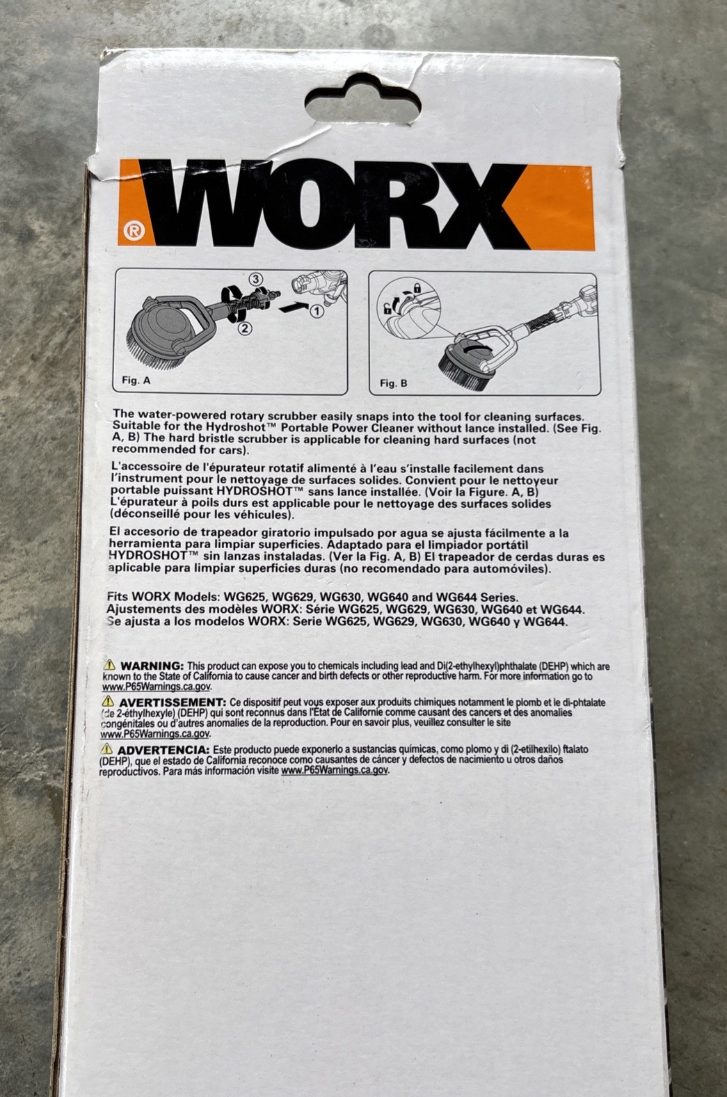 Worx Hydroshot Adjustable Outdoor Power Scrubber, Quick Snap Connection (WA1821)