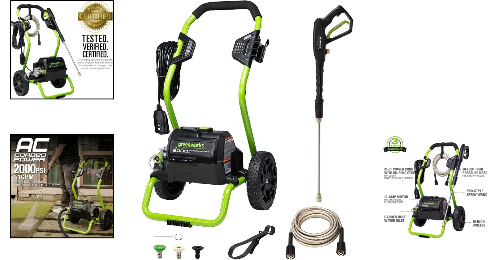 2000 PSI Electric Pressure Washer with 25FT Hose & 35FT Cord – Effortless Cle…