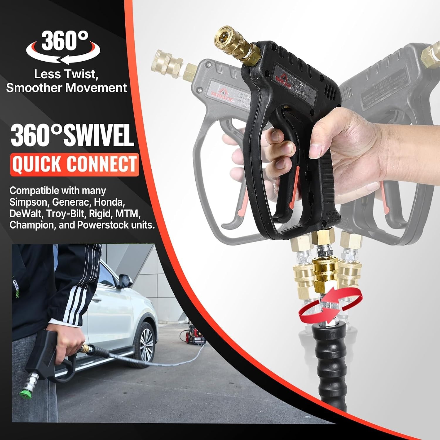 50FT 4000 PSI Steel Wire Braided Hot Water Power Washer Hose