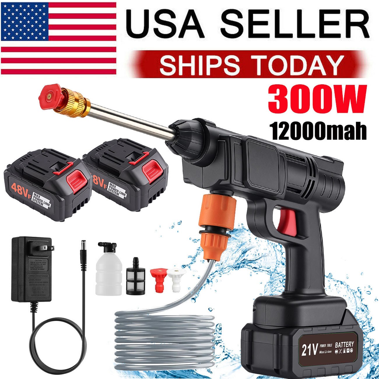 Water Pressure Washer For windows fences Portable 1.2mpa/145PSI 70 dB Cordless