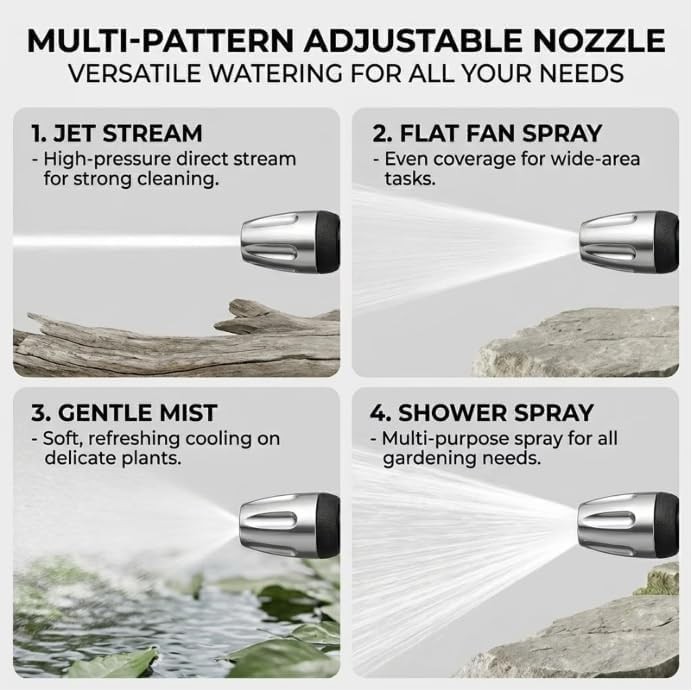 Washer Gun High Pressure Garden Hose Nozzle with 360° Rotating Nozzle 3 Spray