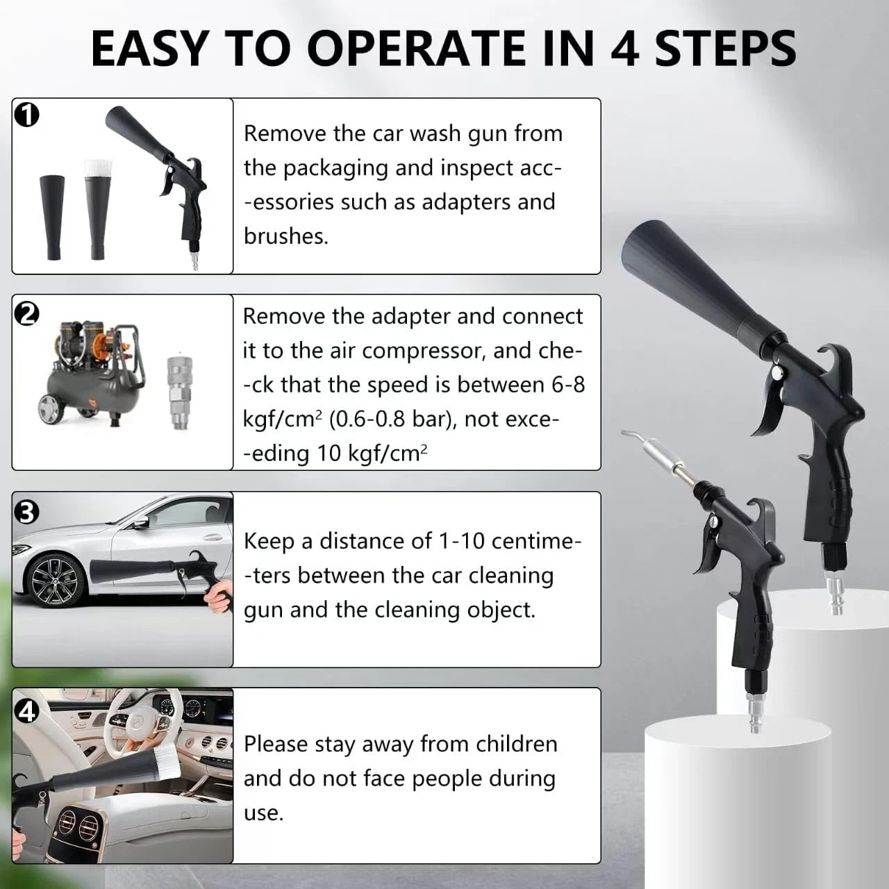Tornado Detailing Car Cleaning Gun with Metal Nozzle | Interior Drying Air Gun |