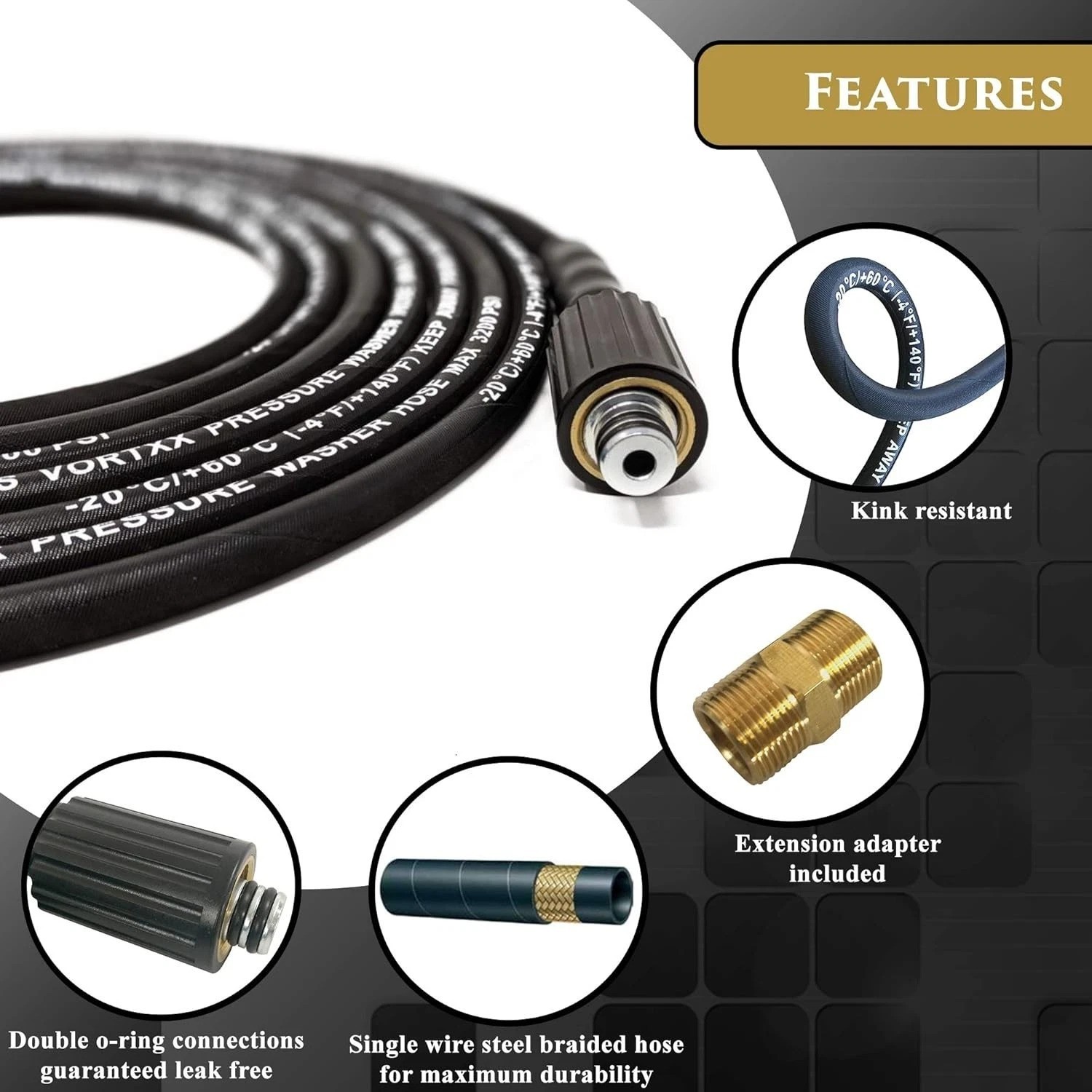 Heavy Duty 25FT Pressure Washer Hose for Sun Joe SPX-3000 & SPX-25HD