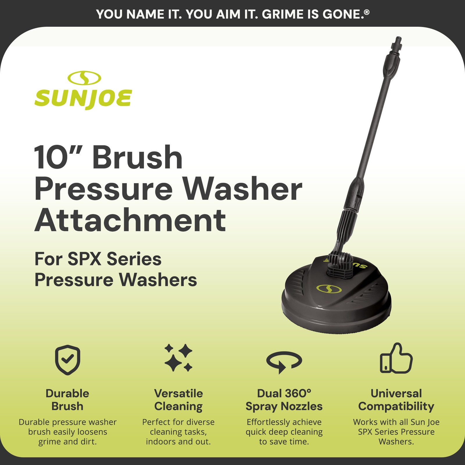 Sun Joe 10″ Pressure Washer Attachment, Multi Surface, Green/Black (Open Box)