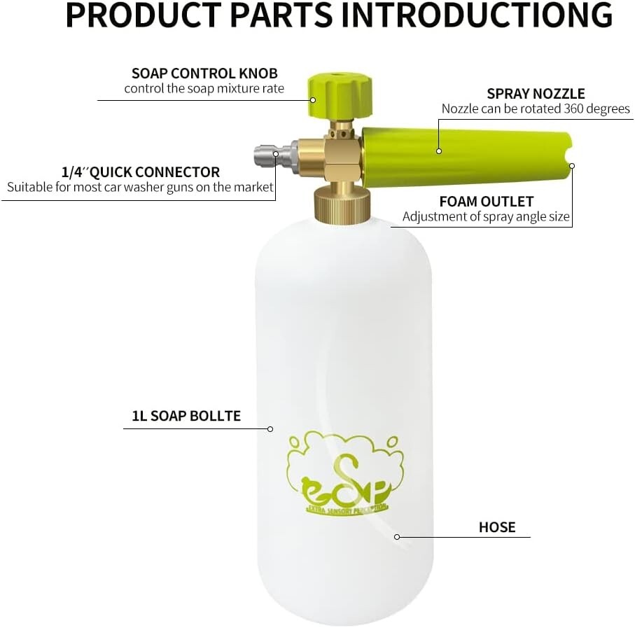 Power Pressure Washer Attachment Sprayer Dispenser Car Wash Soap Foam Blaster ys