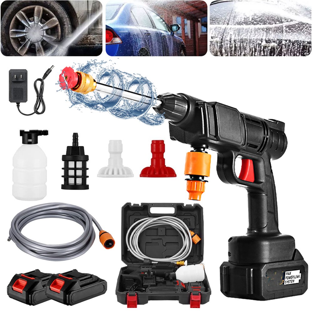 High Pressure Power Water Sprayer Gun Hose Nozzle Car Clean Washer +2 Battaries