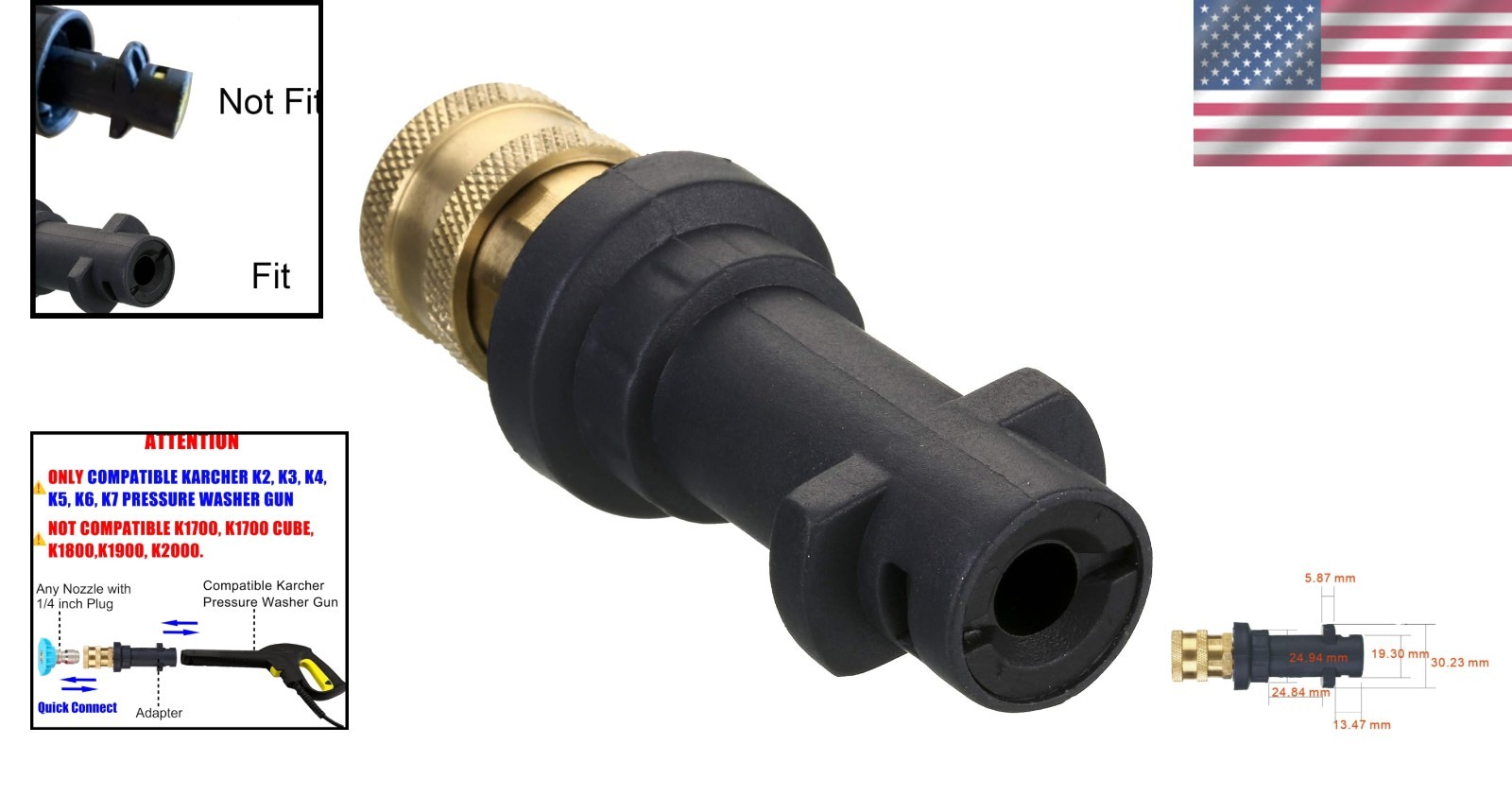 Pressure Washer Gun Adapter: 1/4” Quick Connect for Pre-2010 Karcher K2-K7