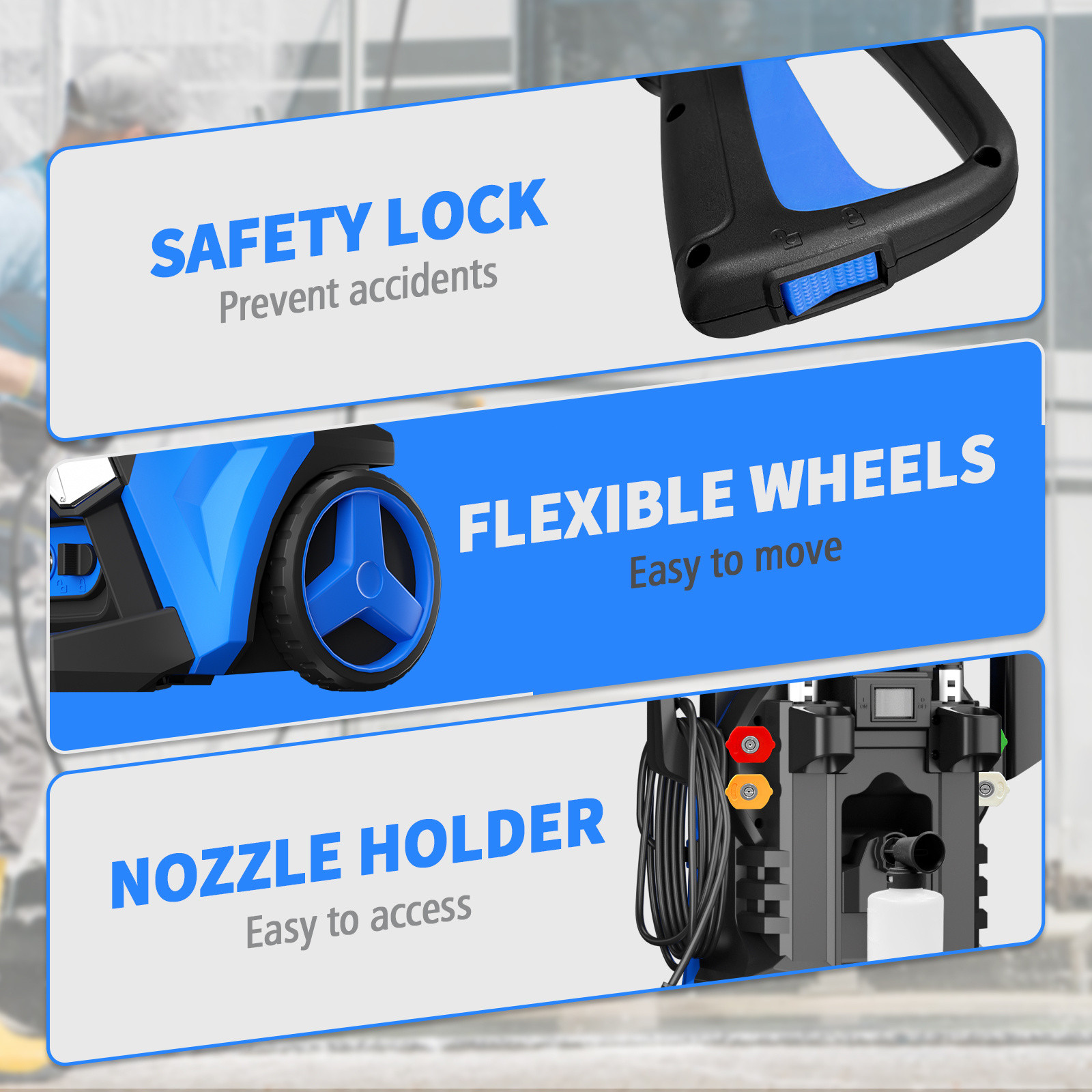Electric Pressure Washer 5000PSI 3.4GPM with Adj-15-Level Touch Screen