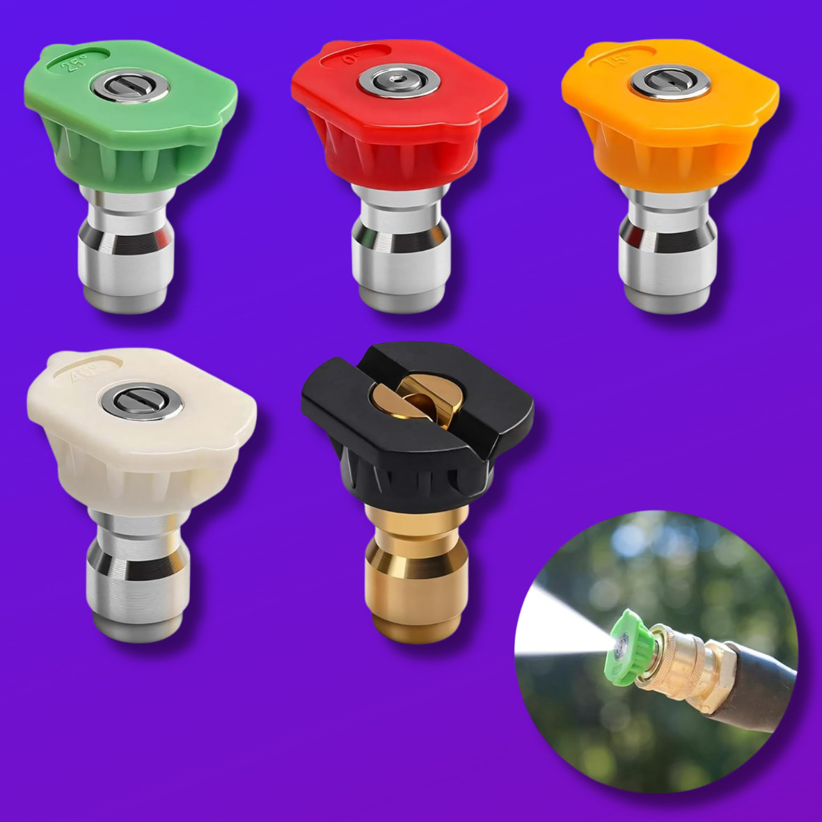 5pcs Pressure Washer Spray Tips Nozzles High Power Kit Quick Connect 1/4″ Set