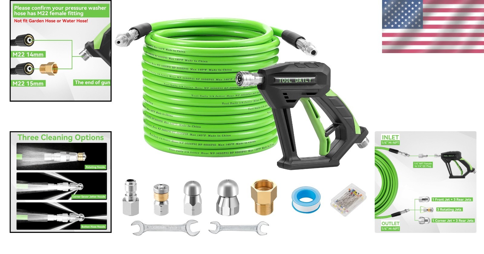 50 FT Sewer Jetter Kit for Pressure Washer: Efficient Drain Cleaning Solutions