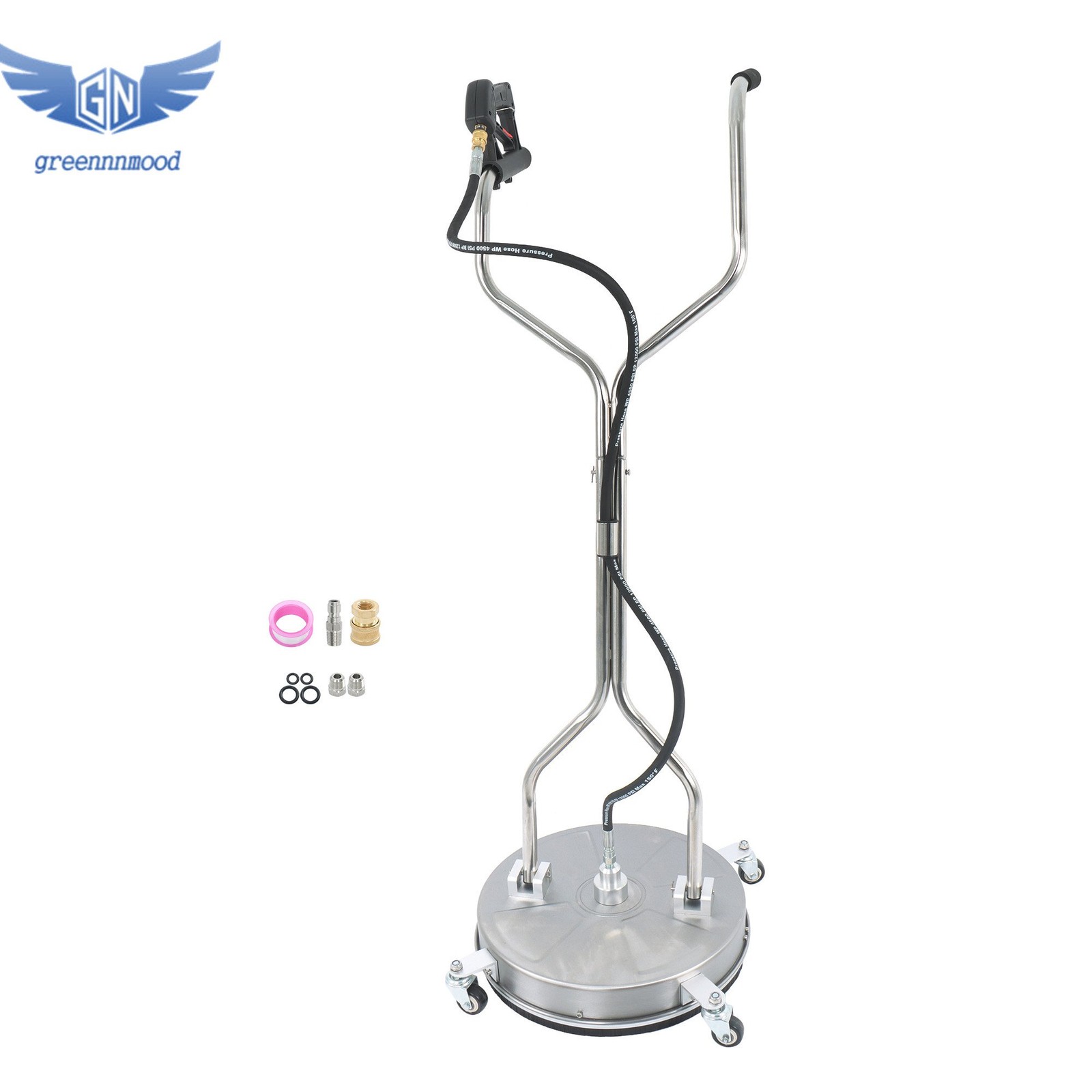 18″ Pressure Washer Surface Cleaner 6000PSI Dual Handle Quick Connect w/ 4Wheels