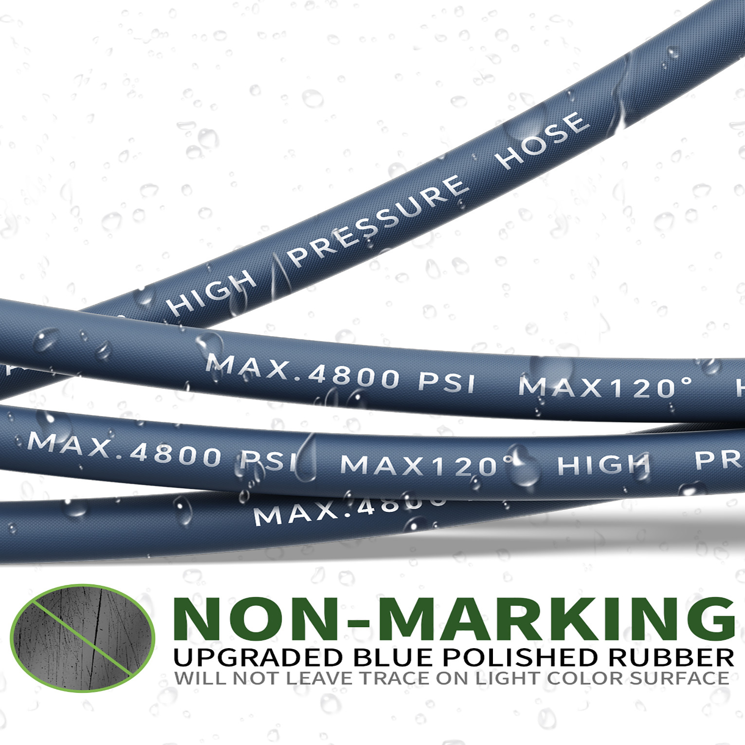 150FT 4800PSI Pressure Washer Hose 3/8″ Wire Braided Kink Resistant Power Hose
