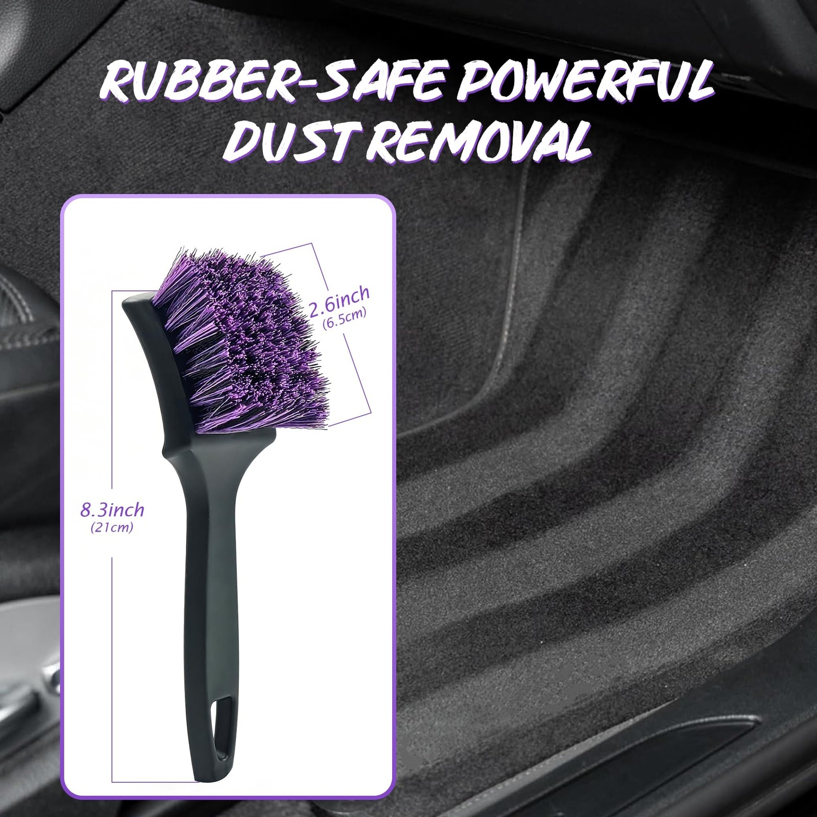 YeewayVeh Pro Tire Cleaning Brush, Stiff Mixed Bristles 1-Pack, Purple/Black