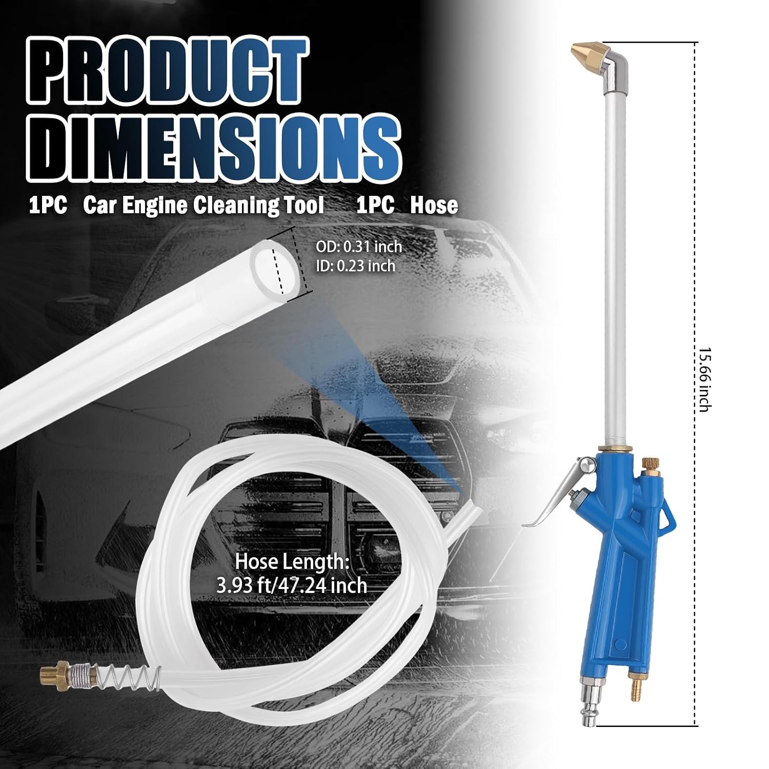 High Pressure Pneumatic Siphon Spray Gun with Bent Elbow Nozzle for Engine